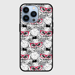Чехол для iPhone 13 Pro Совы в очках, цвет: 3D-черный