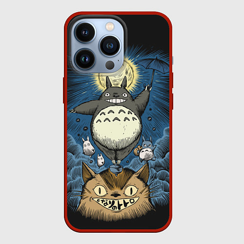 Чехол iPhone 13 Pro My Neighbor Totoro / 3D-Красный – фото 1