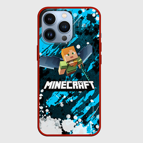 Чехол iPhone 13 Pro Minecraft Майнкрафт / 3D-Красный – фото 1