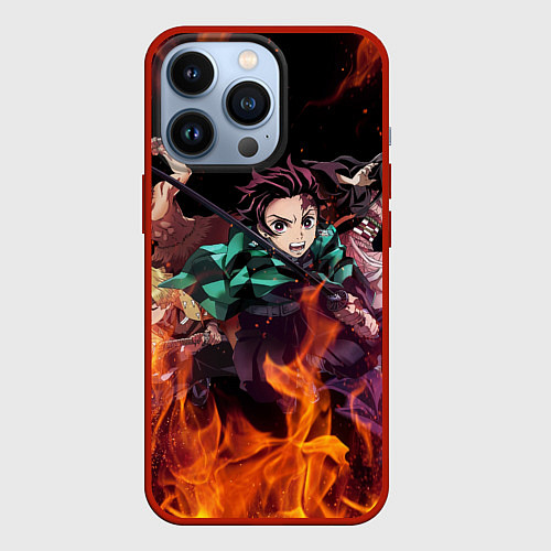 Чехол iPhone 13 Pro KIMETSU NO YAIBA / 3D-Красный – фото 1