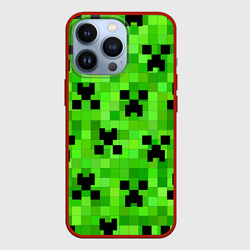 Чехол iPhone 13 Pro MINECRAFT / 3D-Красный – фото 1