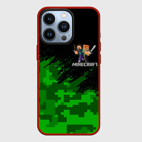 Чехол iPhone 13 Pro MINECRAFT / 3D-Красный – фото 1