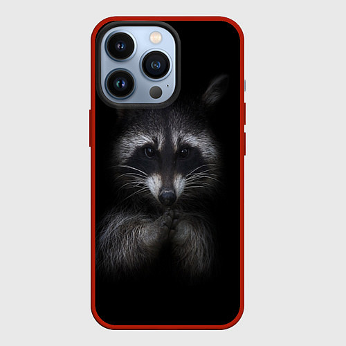 Чехол iPhone 13 Pro Енот / 3D-Красный – фото 1