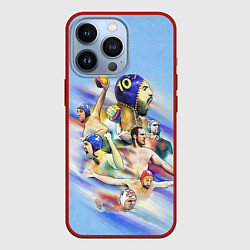 Чехол для iPhone 13 Pro Water polo players, цвет: 3D-красный