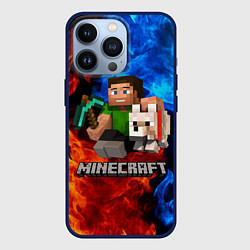 Чехол для iPhone 13 Pro MINECRAFT, цвет: 3D-тёмно-синий