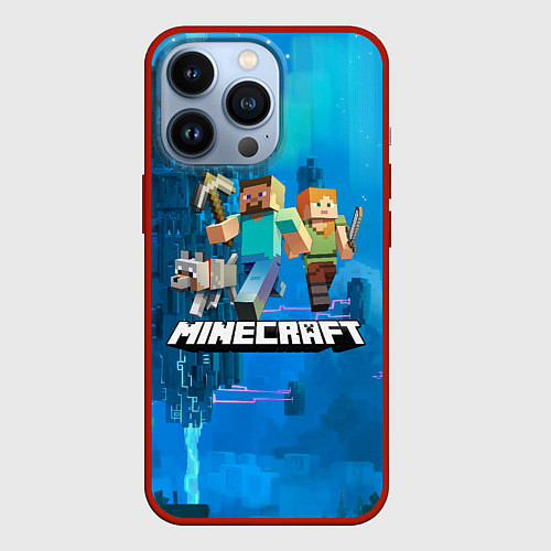 Чехол iPhone 13 Pro Minecraft Майнкрафт / 3D-Красный – фото 1