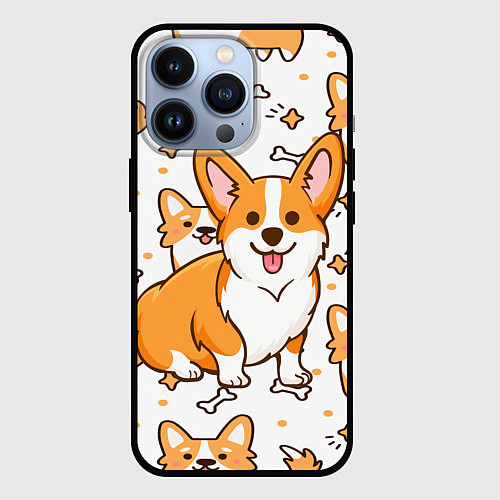 Чехол iPhone 13 Pro Корги / 3D-Черный – фото 1