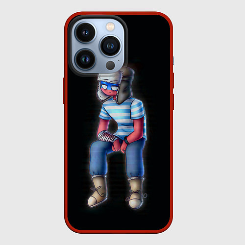 Чехол iPhone 13 Pro CountryHumans - Россия / 3D-Красный – фото 1