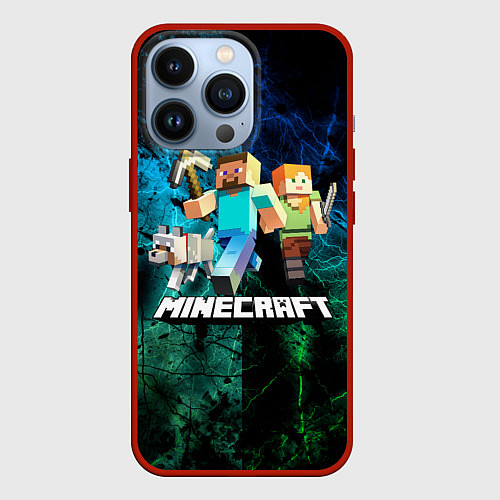 Чехол iPhone 13 Pro Minecraft Майнкрафт / 3D-Красный – фото 1