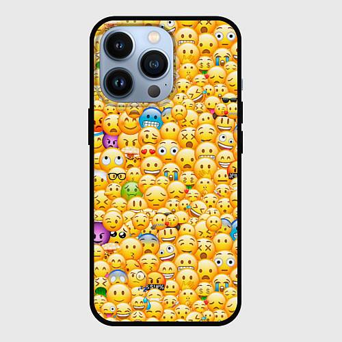 Чехол iPhone 13 Pro Смайлики Emoji / 3D-Черный – фото 1