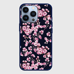 Чехол для iPhone 13 Pro Сакура, цвет: 3D-тёмно-синий