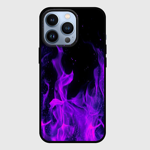 Чехол iPhone 13 Pro ФИОЛЕТОВЫЙ ОГОНЬ / 3D-Черный – фото 1