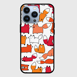 Чехол для iPhone 13 Pro Милые лисы, цвет: 3D-черный
