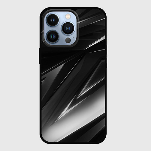 Чехол iPhone 13 Pro GEOMETRY STRIPES BLACK & WHITE / 3D-Черный – фото 1