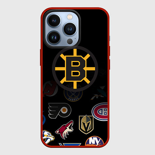 Чехол iPhone 13 Pro NHL Boston Bruins Z / 3D-Красный – фото 1