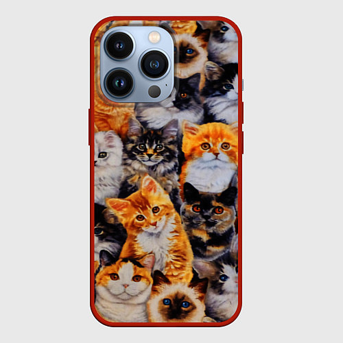 Чехол iPhone 13 Pro КОТЯТКИ / 3D-Красный – фото 1