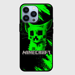 Чехол для iPhone 13 Pro MINECRAFT CREEPER CAT, цвет: 3D-черный