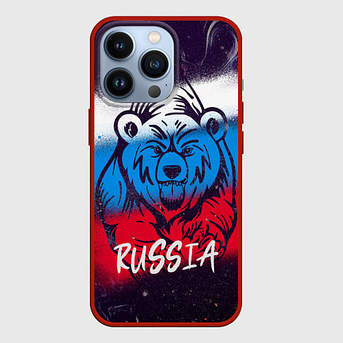 Чехол iPhone 13 Pro Russia Bear / 3D-Красный – фото 1
