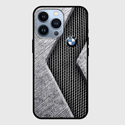 Чехол для iPhone 13 Pro BMW - emblem - metal - texture, цвет: 3D-черный
