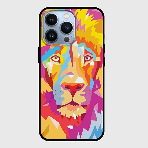 Чехол iPhone 13 Pro Акварельный лев / 3D-Черный – фото 1