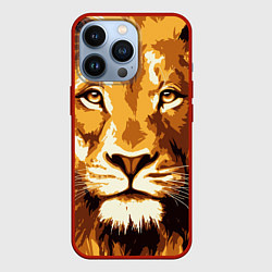 Чехол для iPhone 13 Pro Взгляд льва, цвет: 3D-красный