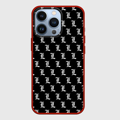 Чехол iPhone 13 Pro Эл паттерн черный / 3D-Красный – фото 1