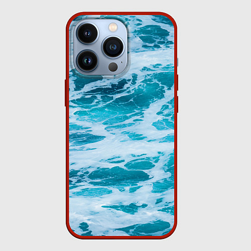 Чехол iPhone 13 Pro Вода волны пена море / 3D-Красный – фото 1