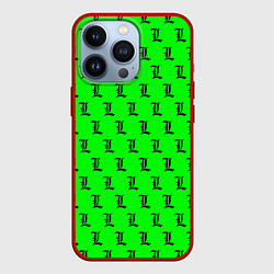 Чехол для iPhone 13 Pro Эл паттерн зеленый, цвет: 3D-красный