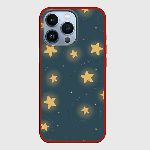 Чехол iPhone 13 Pro Звезды / 3D-Красный – фото 1