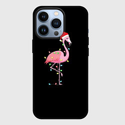 Чехол для iPhone 13 Pro Новогодний Фламинго, цвет: 3D-черный
