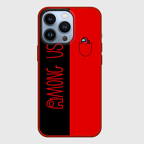 Чехол iPhone 13 Pro Among Us В кармашке / 3D-Красный – фото 1