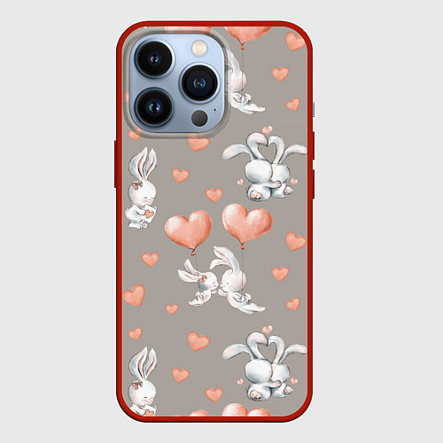 Чехол iPhone 13 Pro Влюбленные / 3D-Красный – фото 1