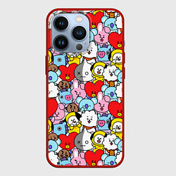 Чехол для iPhone 13 Pro BT21 BTS, цвет: 3D-красный