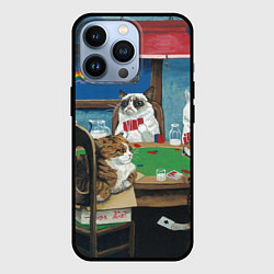 Чехол для iPhone 13 Pro Коты играют в покер, цвет: 3D-черный