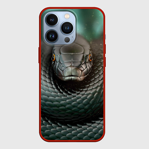 Чехол iPhone 13 Pro Чёрная мамба / 3D-Красный – фото 1