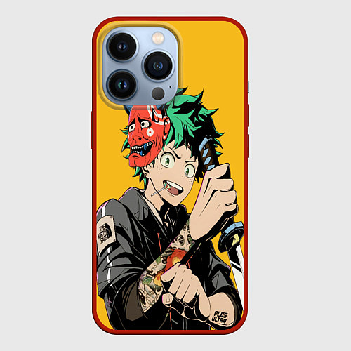 Чехол iPhone 13 Pro Моя геройская академия Мидория / 3D-Красный – фото 1