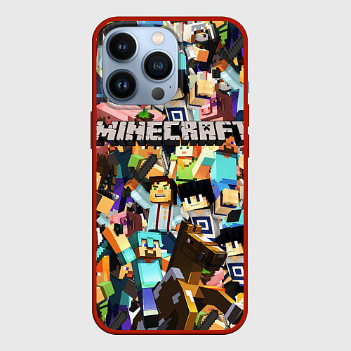 Чехол iPhone 13 Pro MINECRAFT / 3D-Красный – фото 1