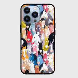 Чехол для iPhone 13 Pro Цветные лошади, цвет: 3D-черный