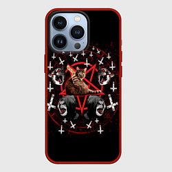 Чехол для iPhone 13 Pro Satanic Cat, цвет: 3D-красный