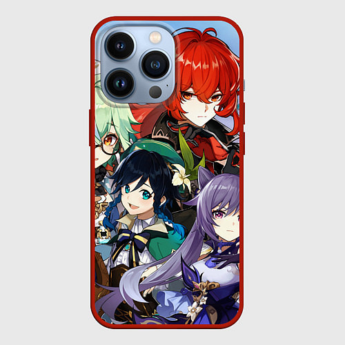 Чехол iPhone 13 Pro Персонажи Genshin Impact / 3D-Красный – фото 1