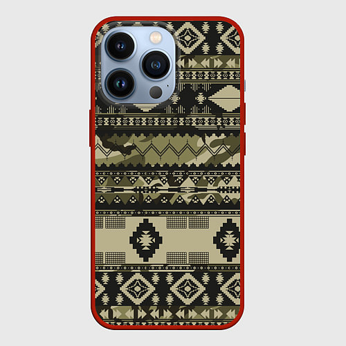 Чехол iPhone 13 Pro Камуфляжный узор / 3D-Красный – фото 1