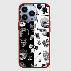 Чехол для iPhone 13 Pro КРОВОСТОК ТАТУИРОВКИ ЧБ, цвет: 3D-красный