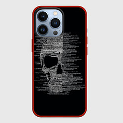 Чехол для iPhone 13 Pro Череп из текста, цвет: 3D-красный