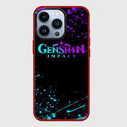 Чехол для iPhone 13 Pro GENSHIN IMPACT NEON LOGO, цвет: 3D-красный