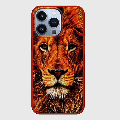 Чехол iPhone 13 Pro LION / 3D-Красный – фото 1