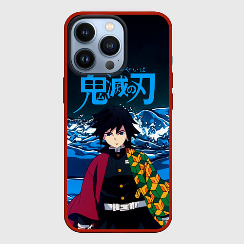 Чехол iPhone 13 Pro Гию Томиока Кокушибо Kimetsu no Yaiba / 3D-Красный – фото 1