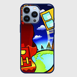 Чехол для iPhone 13 Pro Geometry Dash, цвет: 3D-тёмно-синий