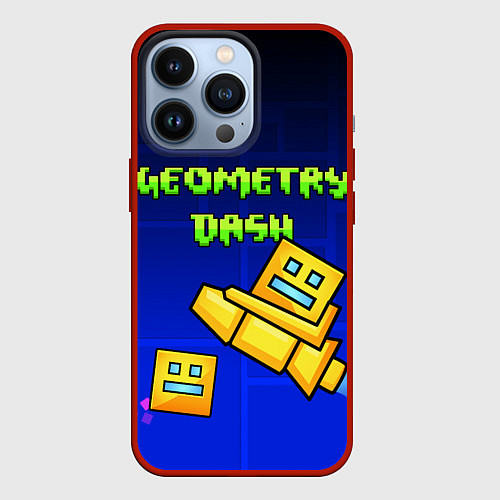 Чехол iPhone 13 Pro GEOMETRY DASH ГЕОМЕТРИ ДАШ / 3D-Красный – фото 1