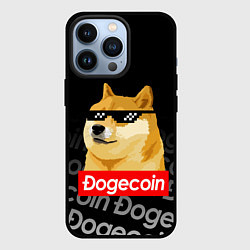 Чехол для iPhone 13 Pro DOGECOIN DOGE ДОГИКОИН, цвет: 3D-черный