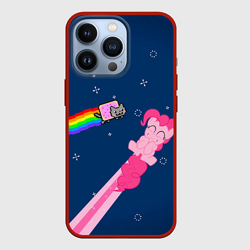 Чехол iPhone 13 Pro Nyan cat x Pony / 3D-Красный – фото 1